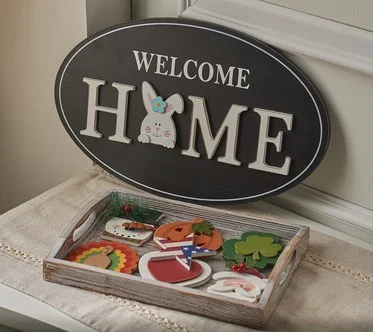 Welcome Home Oval Sign with 8 Seasonal Icons by Valerie