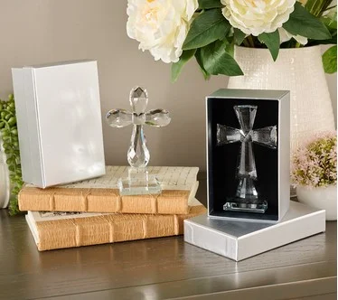 Set of 2 Faceted Glass Crosses with Gift Boxes by Valerie