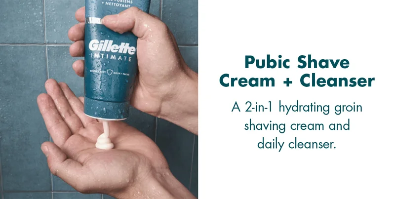 Pubic Shave Cream + Cleanser - A 2-in-1 hydrating groinshaving cream anddaily cleanser.