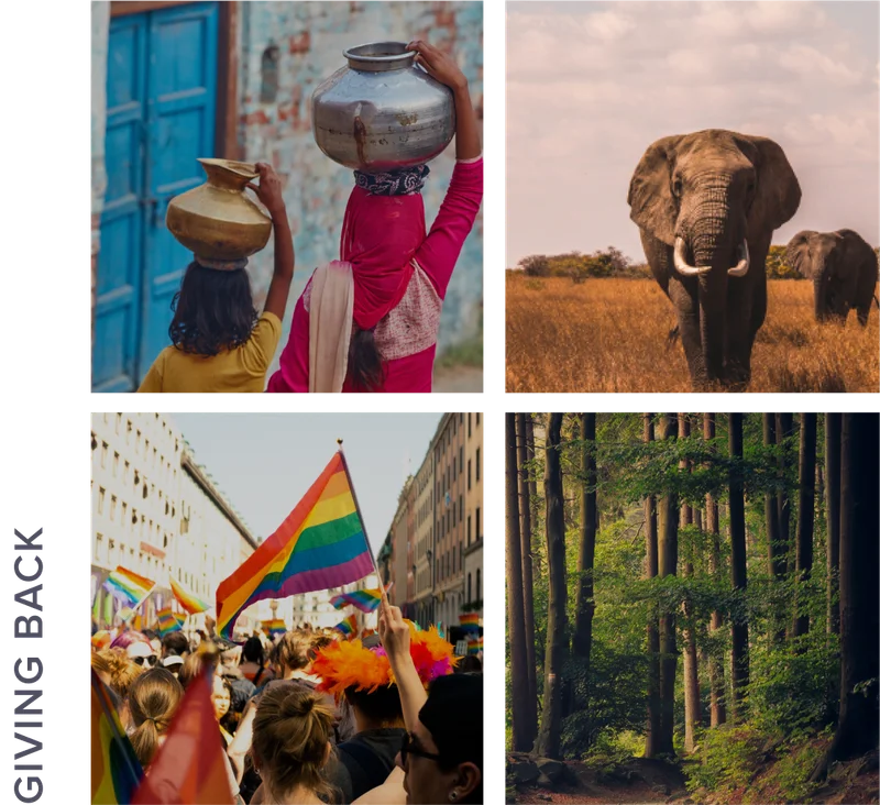 Giving Back - charities we support and environment care