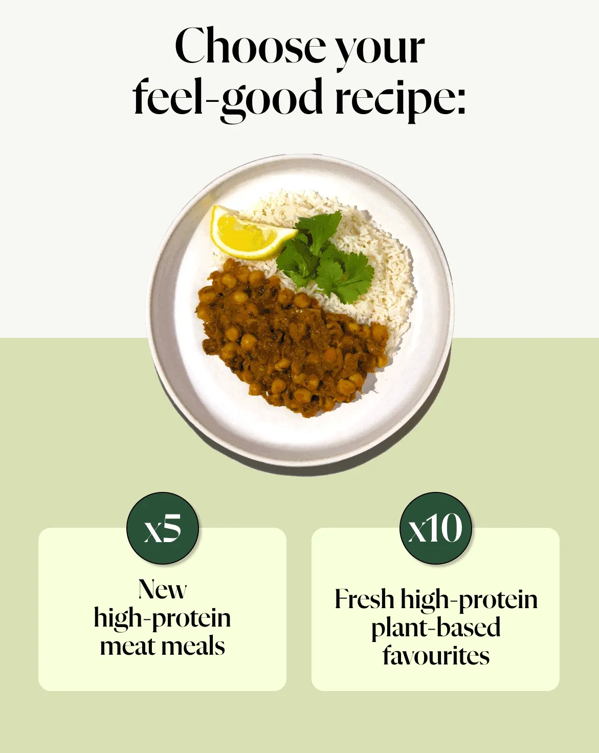 x5 New high-protein meat meals, x10 Fresh high-protein plant-based favourites