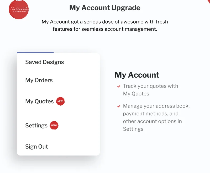 My Account Upgrade