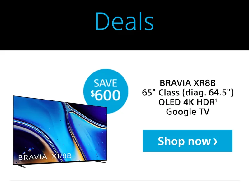 Deals Save $600 BRAVIA XR8B 65' Class (diag. 64.5') OLED 4K HDR1 Google TV Shop now