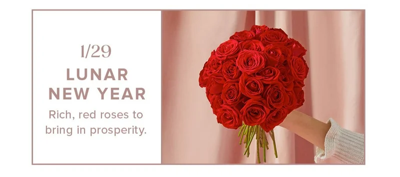 1/29 LUNAR NEW YEAR: Rich, red roses to bring in prosperity.