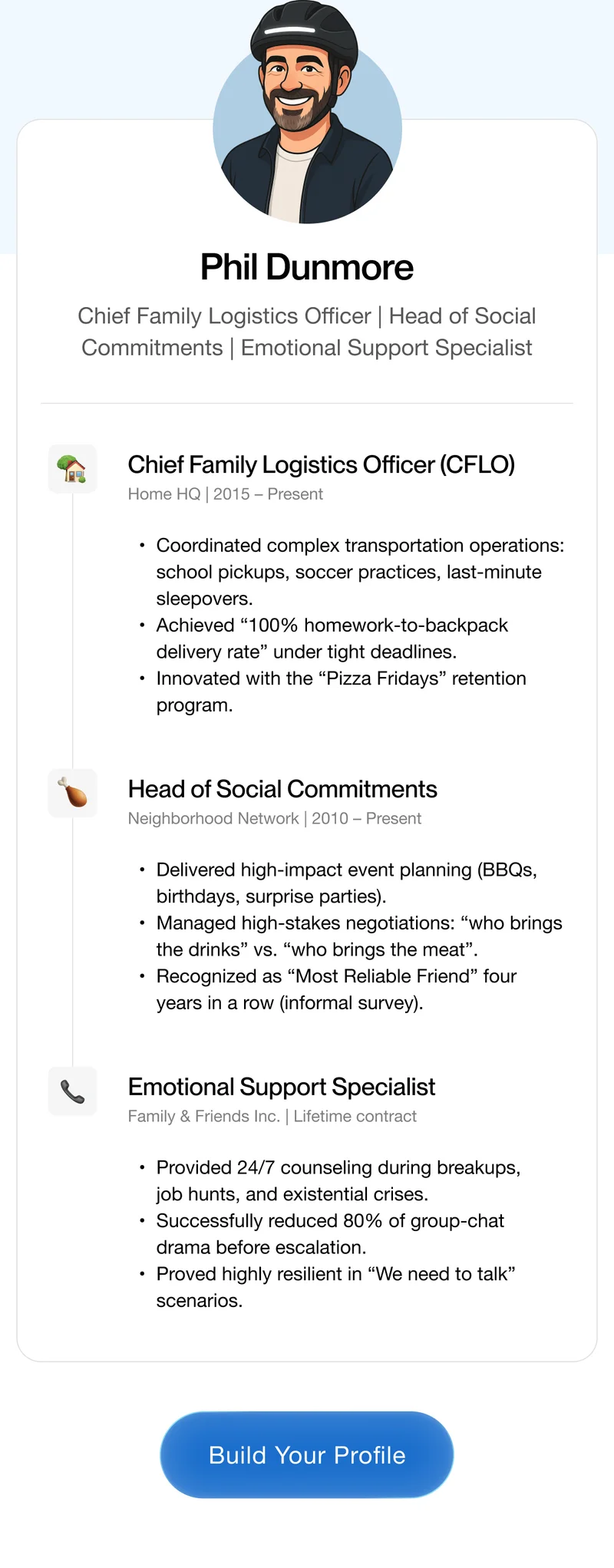 Illustrated profiles of unseen jobs: Friend Therapist, Pet Uber Driver, After-School Chauffeur, Chief Snack Distributor, and Weekend Coach. Campaign unLinked by UNIT 1.