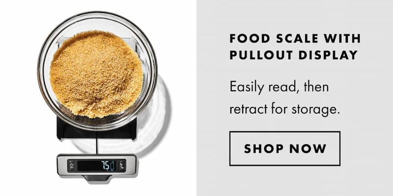FOOD SCALE WITH PULLOUT DISPLAY. Easily read, then retract for storage. | SHOP NOW