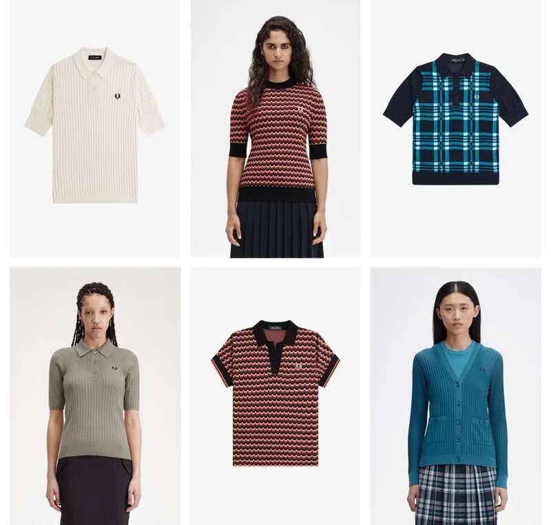 Picture collage of different womens knitted clothing items