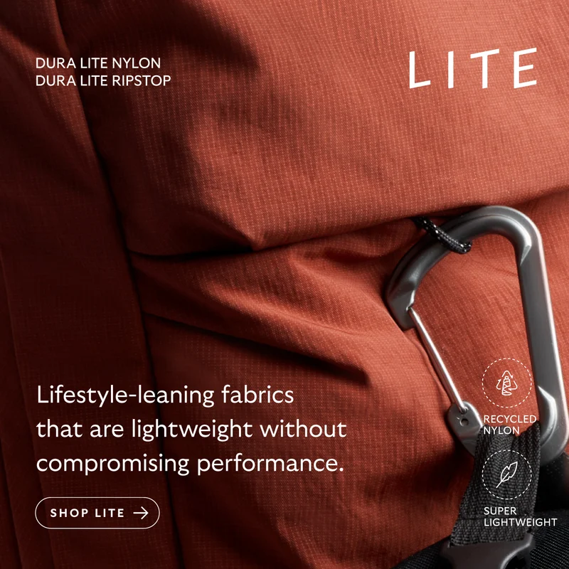 Lite Collection. Dura Lite Nylon and Dura Lite Ripstop. Lifestyle-leaning fabrics that are lightweight without compromising performance.