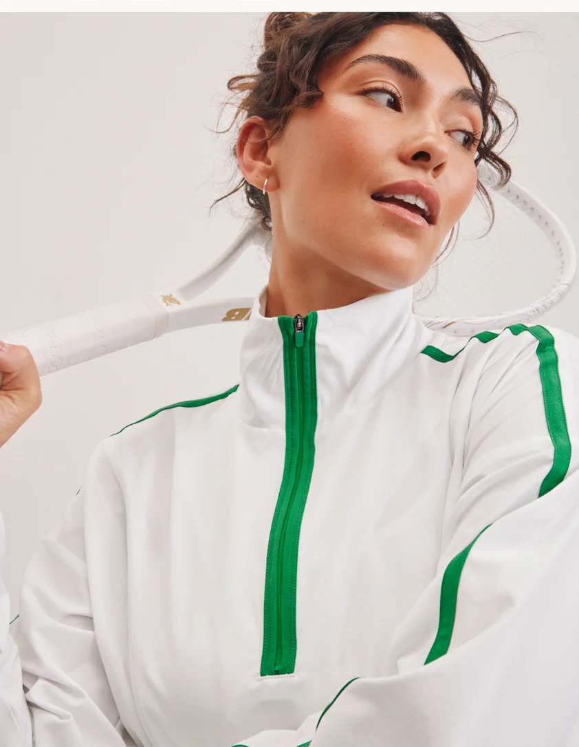 Stretch Woven Course Contrast Half Zip Pullover