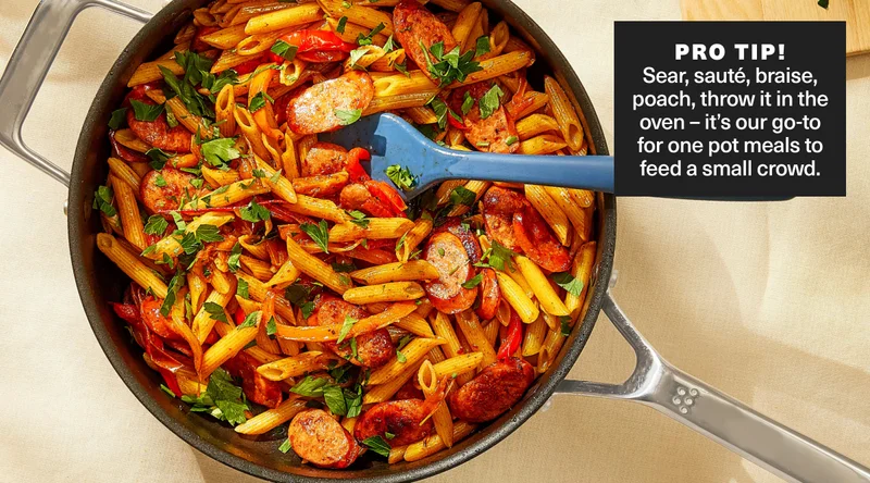 Misen 3QT Nonstick Saute with pasta.