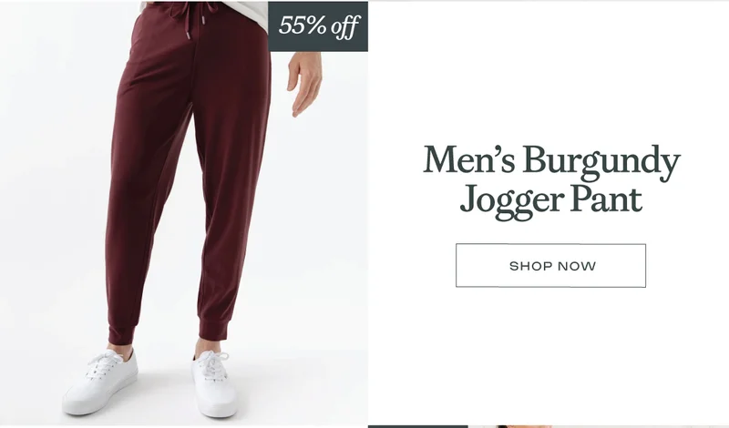 Men's burgundy jogger pant up to 55% off now