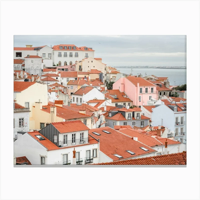 Image of Alfama Rooftop Skyline View Canvas Print