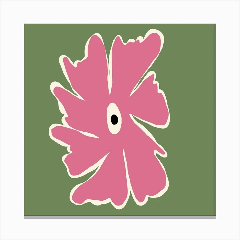 Image of Pink and green bold flower Canvas Print