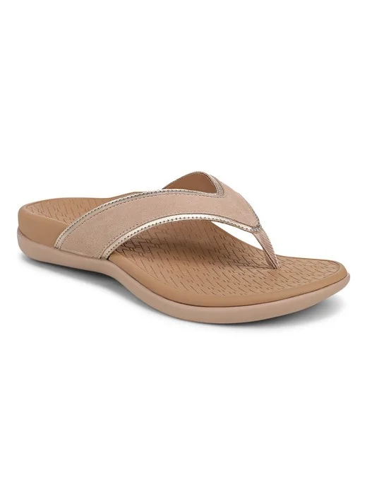 Vionic Leather Glossy Trim Thong Sandals - Tide Tava