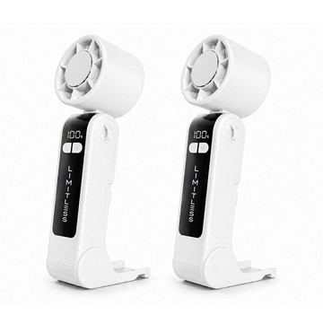 Limitless Set of 2 Handheld Fans with Cooling Plate & Lanyard