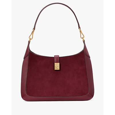 Deco Pebbled Leather & Suede Hobo Bag