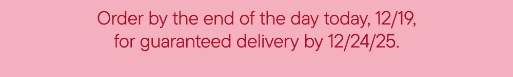 Order by the end of the day today, 12/19, for guaranteed delivery by 12/24/25.