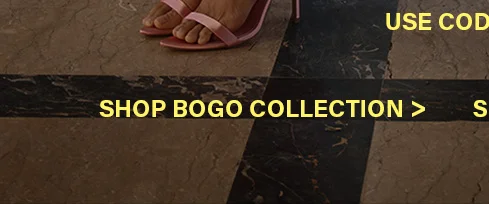 Yellow text 'CODE: BOGO' and 'SHOP CURVE BOGO COLLECTION >' on a dark, cracked marble background, highlighting a BOGO sale.