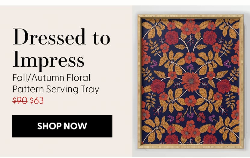 Fall/Autumn Floral Pattern with Purple, Orange & Red Serving Tray