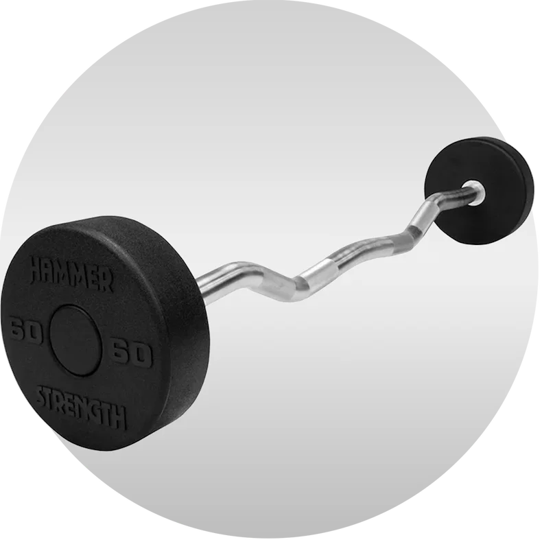 50% Off | Hammer Strength Round Urethane Fixed Barbells