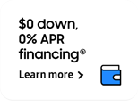 $0 down, 0% APR financing⊕ - Learn more ˃