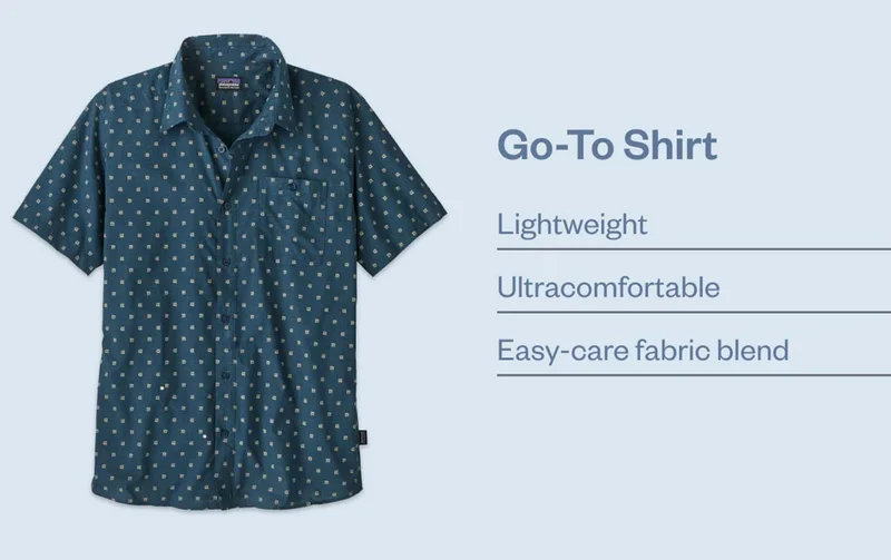 Go-To Shirt. Details: Lightweight, ultracomfortable, easy-care fabric blend.