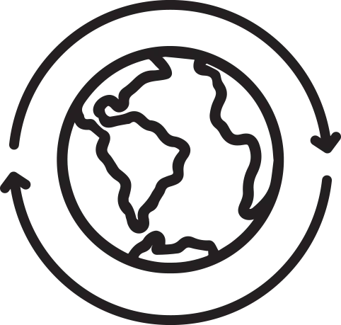 linework image of globe with arrows around it
