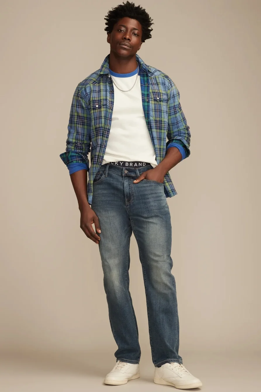 Image of Lucky Brand 410 Athletic Straight Coolmax Stretch Jean - Men's Pants Denim Straight Leg Jeans in Mcarthur