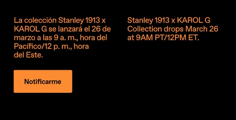 Stanley 1913 x KAROL G. Collection drops March 26 at 9AM PT/12PM ET. Notify Me.