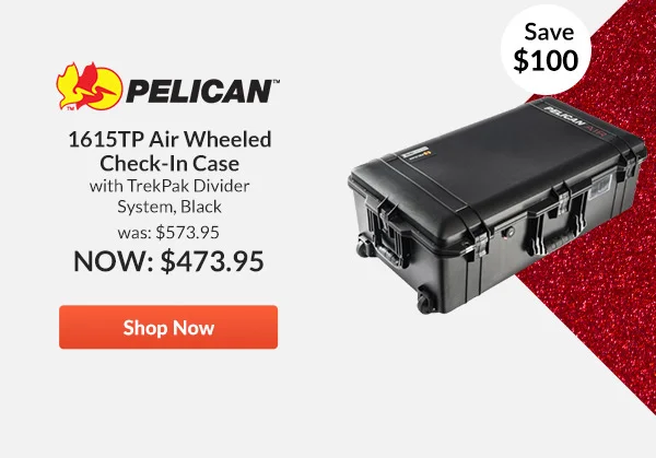 Pelican 1615TP Air Wheeled Check-In Case with TrekPak Divider System, Black