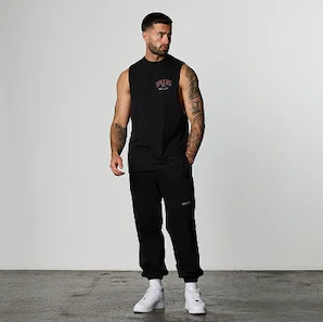 CONQUEST BLACK SLEEVELESS T SHIRT
