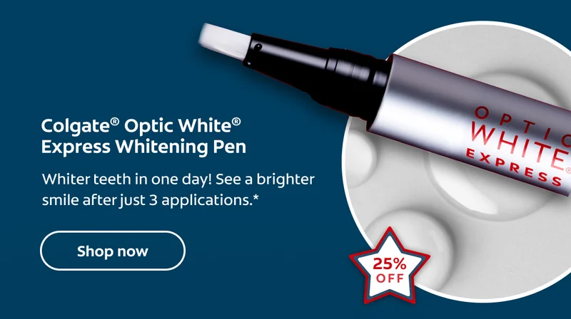 Colgate® Optic White® Express Whitening Pen Whiter teeth in one day! See a brighter smile after just 3 applications.* Shop now