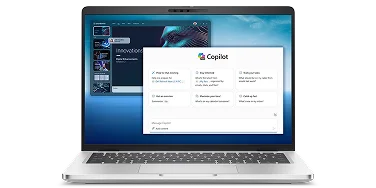 A Dell Pro 14 Plus Laptop computer running Copilot within Windows 11.