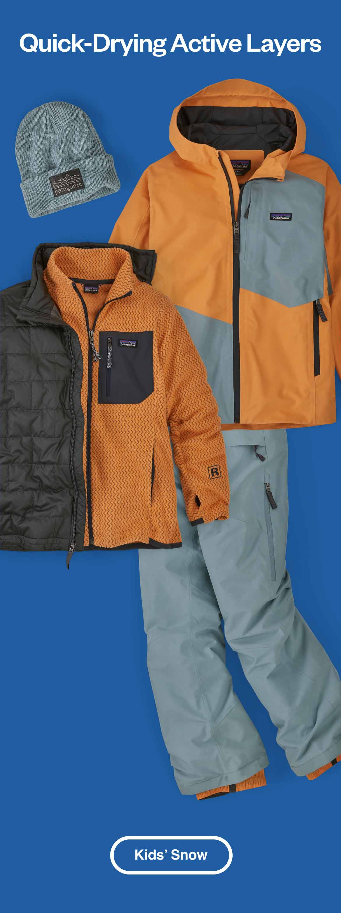 Quick-Drying Active Layers. Kids’ Logo Beanie, Kids’ Storm Shift Jacket, Kids’ Nano Puff Brick Quilt Jacket, Kids’ R1 Air Full-Zip Jacket and Kids’ Storm Shift Pants. Shop kids’ snow.