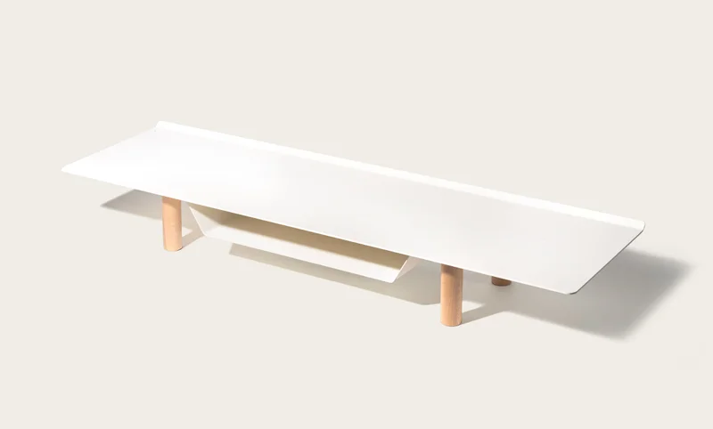 Image of Gather Large Monitor Stand (White/Maple)