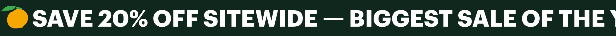 Running banner: SAVE 20% OFF SITEWIDE — BIGGEST SALE OF THE YEAR