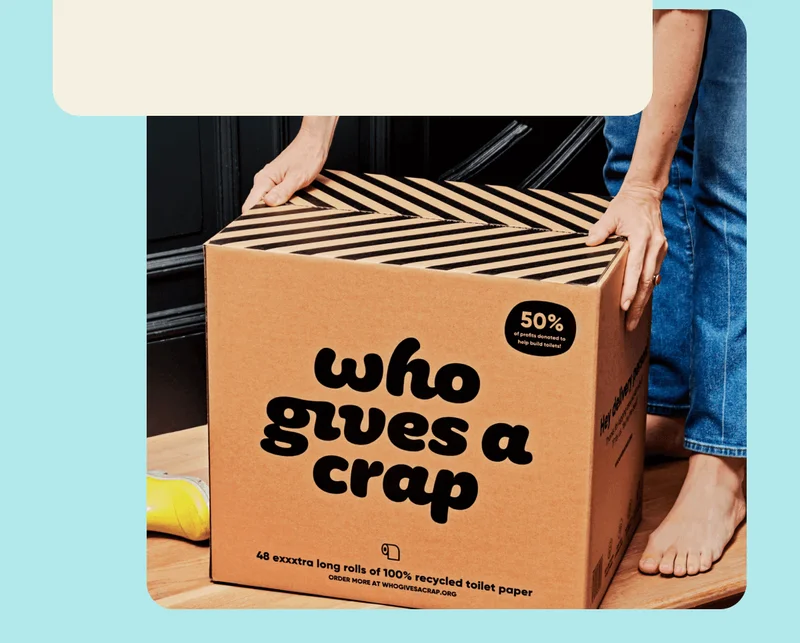 Box of Who Gives A Crap toilet paper