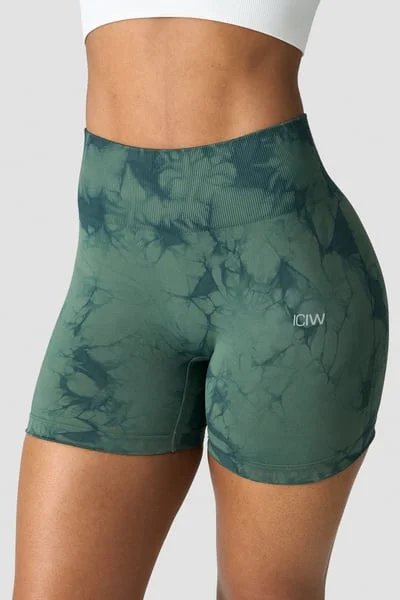 Image of Define Seamless Tie Dye Shorts Wmn Dark Green