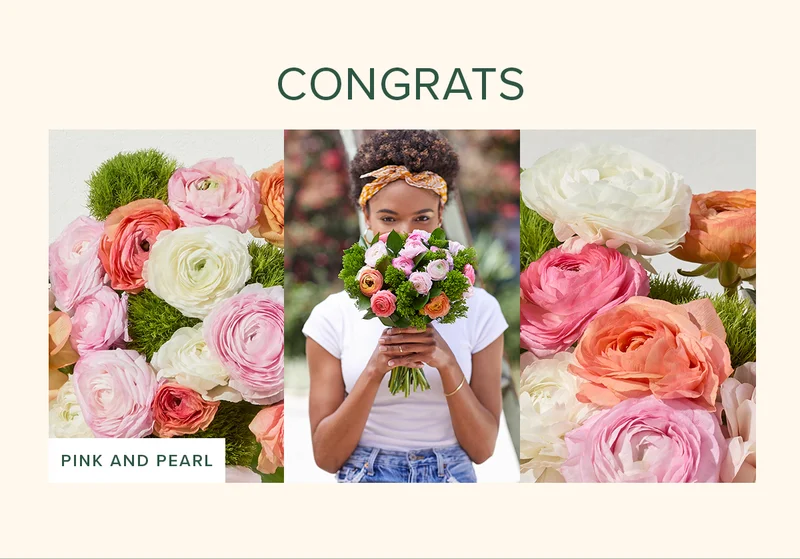 Shop Congrats. Featured Bouq: Pink and Pearl