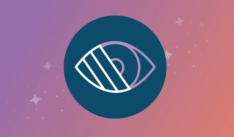 Illustration of an eye with diagonal lines covering the left side of the iris