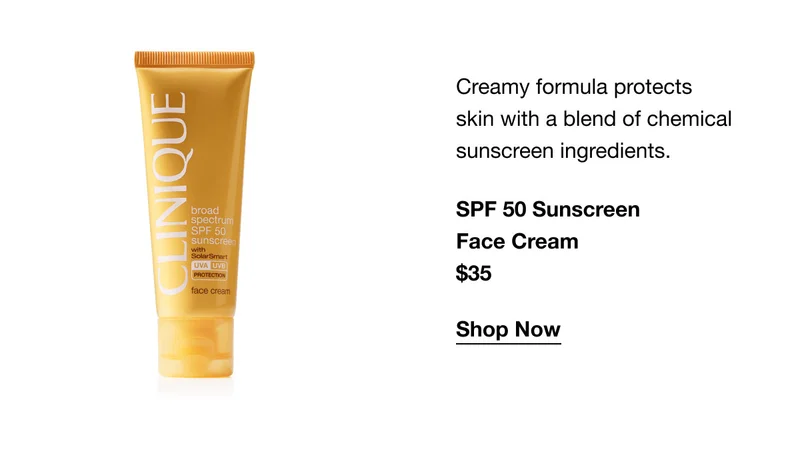 Creamy formula protects skin with a blend of chemical sunscreen ingredients. SPF 50 Sunscreen Face Cream $35 Shop Now