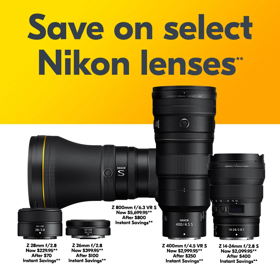Save on select Nikon lenses.**
