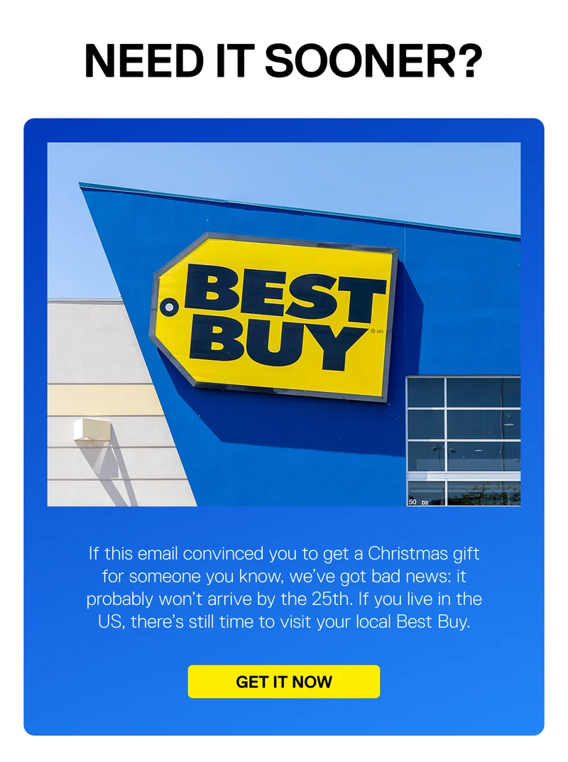 Need it sooner? Visit any US Best Buy location.