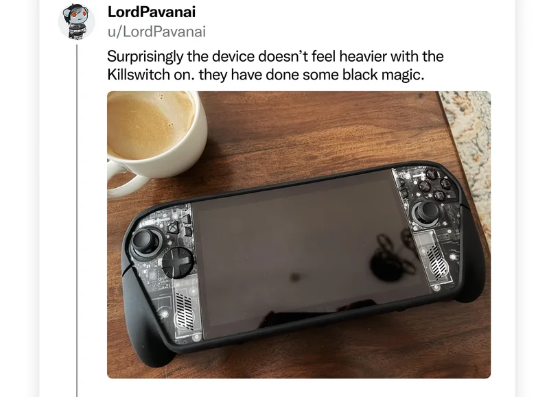 u/LordPavanai on Reddit: "Surprisingly the device doesn't feel heavier with the Killswitch on. they have done some black magic."