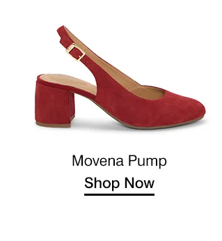 A side view of the Movena Pump in red. Shop Now.