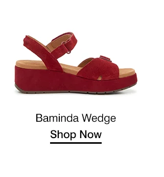 A side view of the Baminda Wedge in burgundy. Shop Now