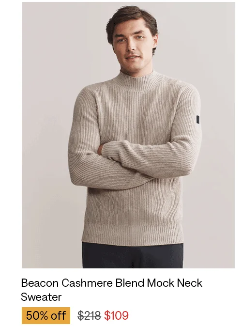 Beacon Cashmere Blend Mock Neck Sweater: Now $108