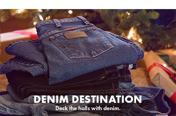 Denim Destination. Deck the halls with denim.