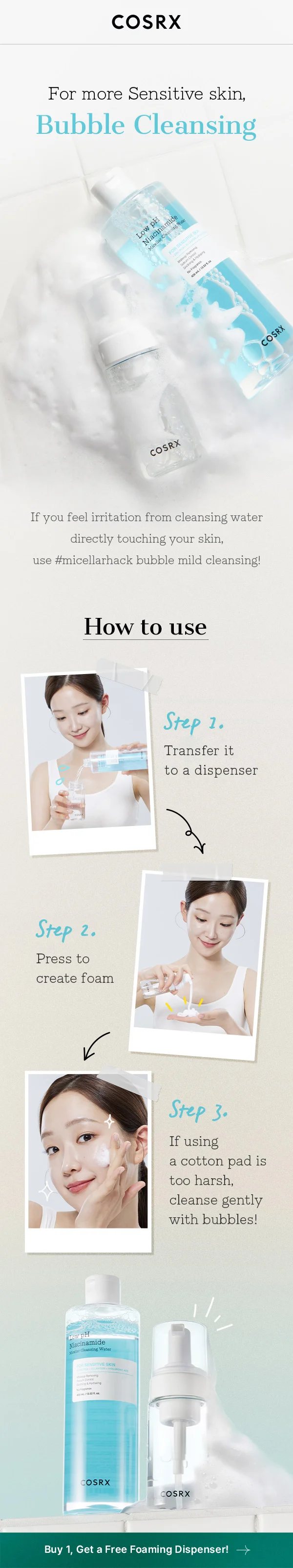 For more sensitie skin, bubble cleansing!