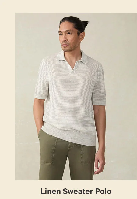 Short-Sleeve Linen Sweater Polo - Ivory Steel Feeder